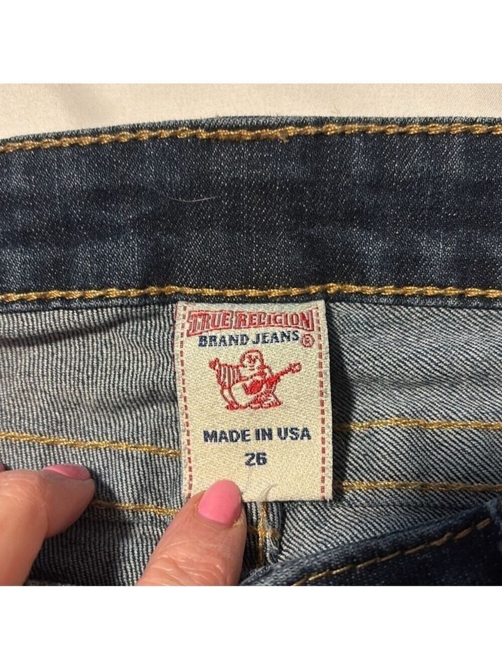 True religion straight leg jeans low rise cotton blend dark blue 5 pockets sz 26 - Picture 7 of 14